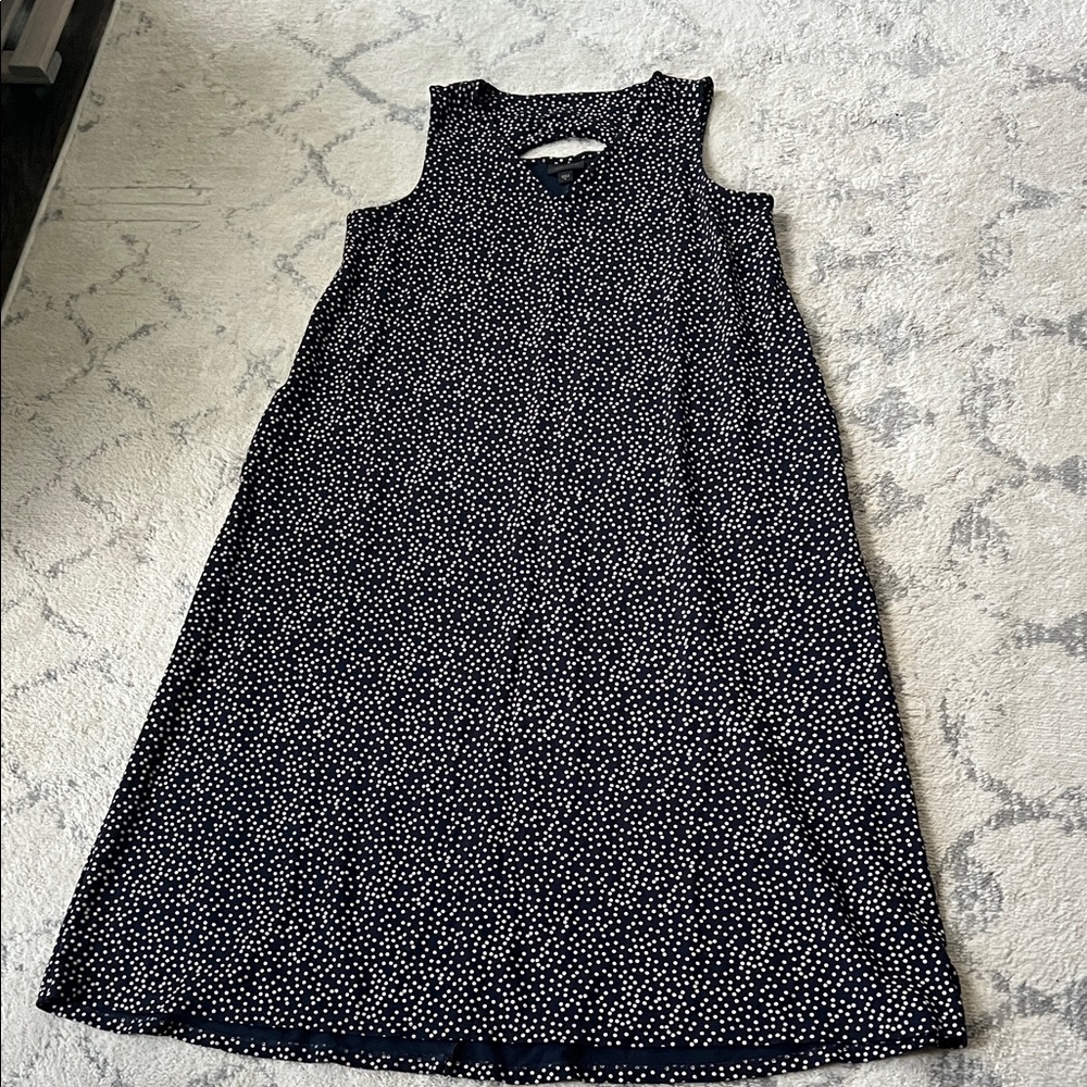 J. Jill Navy and Tan Polka Dot Dress, size M